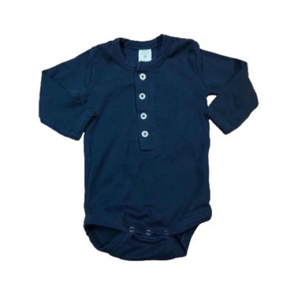 Kate Quinn Navy Blue Cotton Henley Long Sleeve Bodysuit Baby Size 12-18M